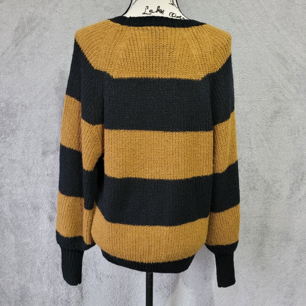 Who What Wear orange & black chunky striped sweater boxy oversized cozy grunge‎ - Picture 3 of 13